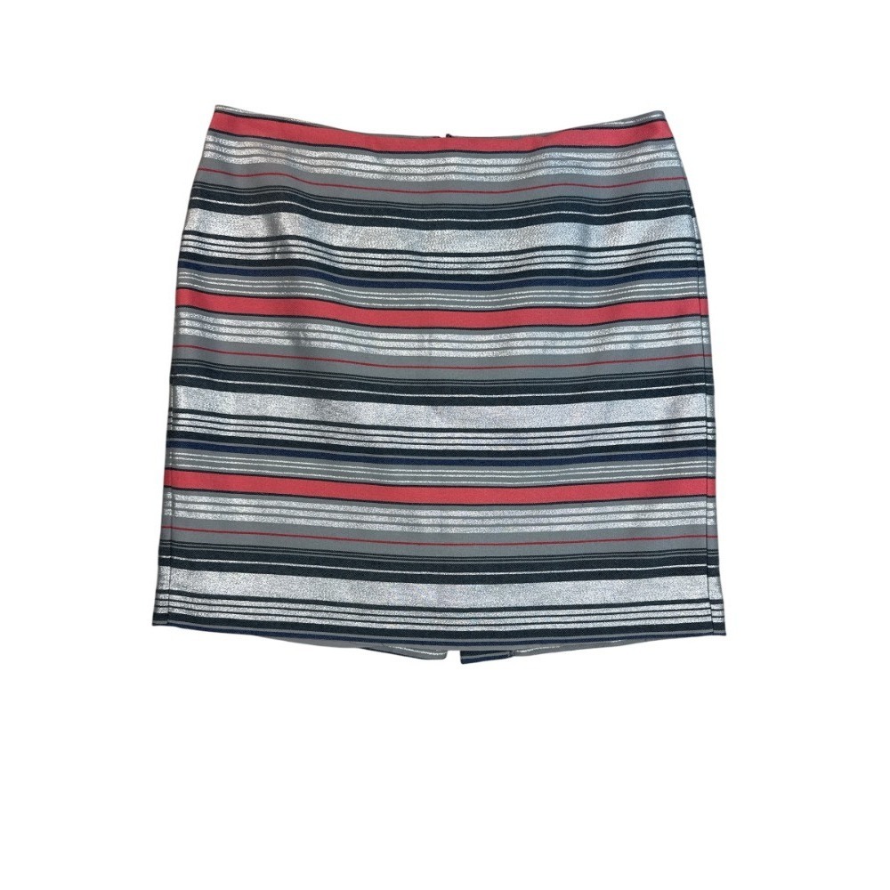 Banana Republic 12 Silver Coral Cotton Blend Lined Pencil Skirt Back Slit